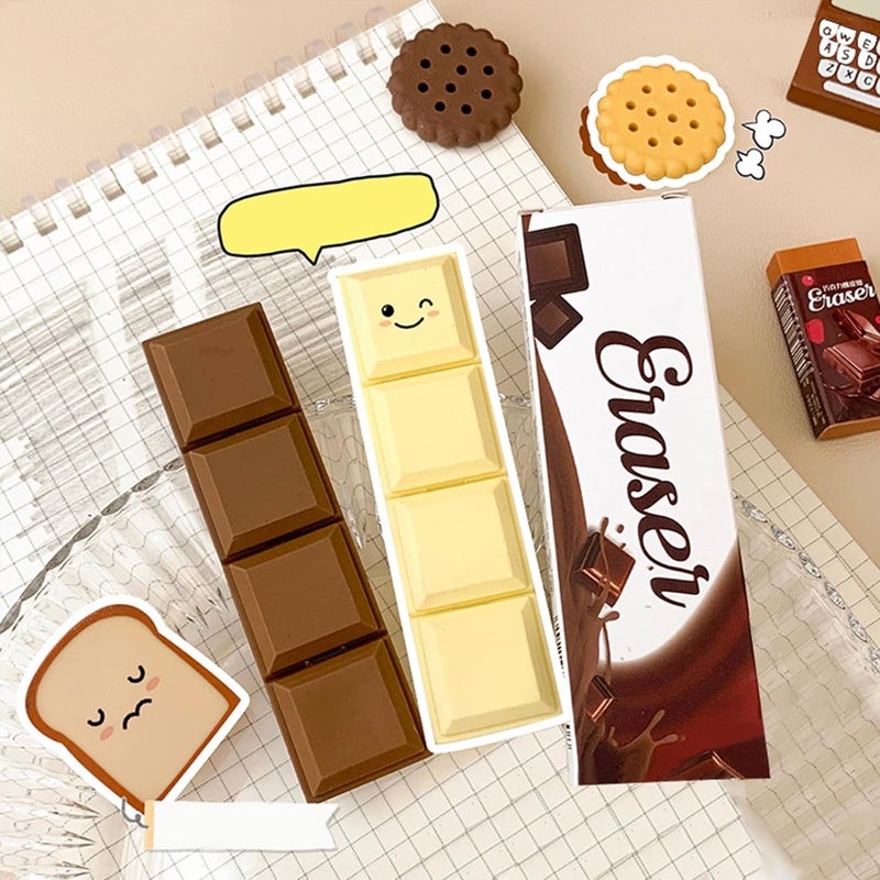 QFSH Chocolate Shaped Pencil Top Erasers Cute Fun Novelty Food Eraser for Student School Supplies 2Box - Image 1